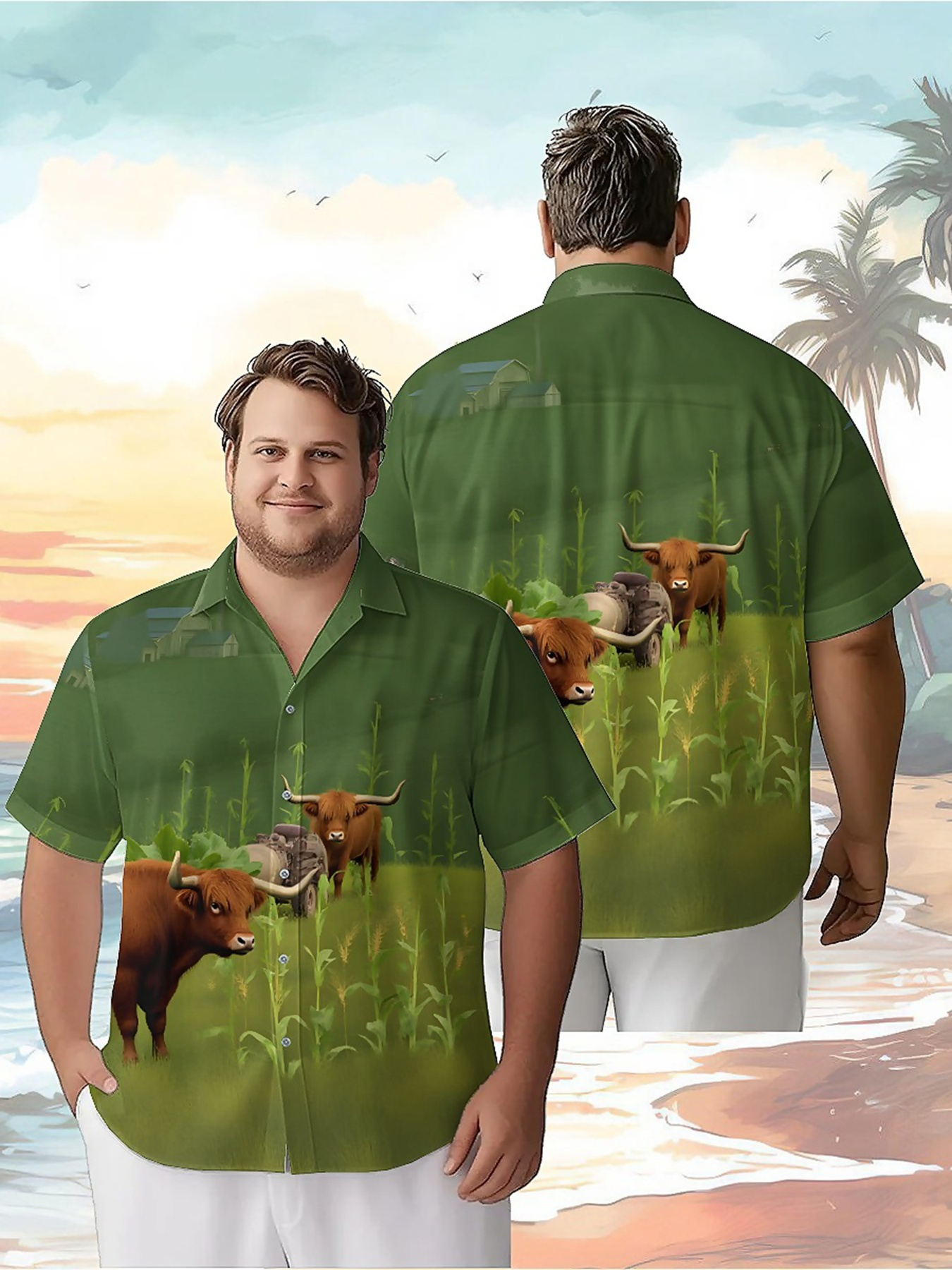 Beach Shirt Hawaiian - Men's Plus Size Hawaiian Shirts Farm