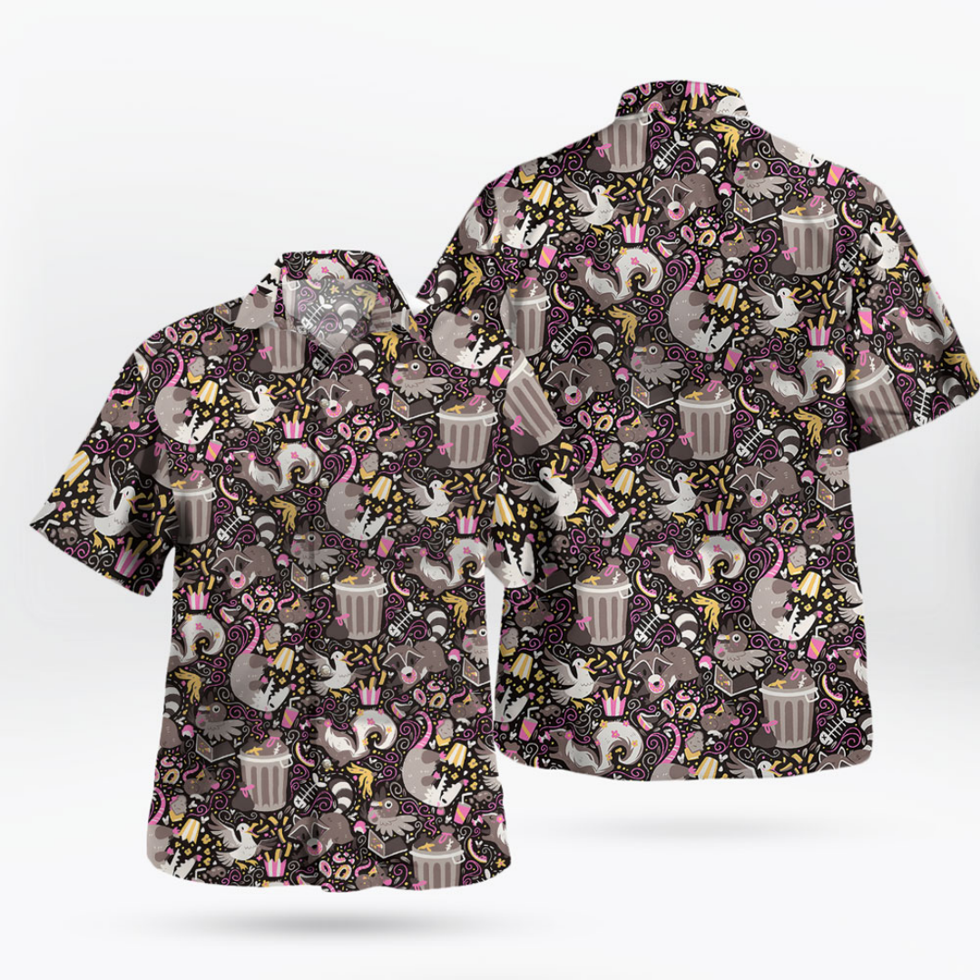 Summer Clothing Vibes - Trash Mammals Hawaiian Shirt Raccoon Skunk