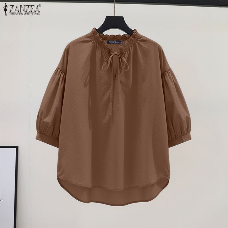 Summer De Clothing - Woman Minimalist Casual High-Low Blouses V-Neck