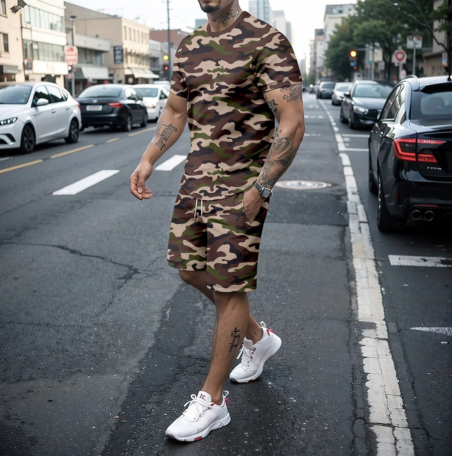 Summer Clothing Sets Women - Camouflage Outdoor Tracksuits 3D Print Men's