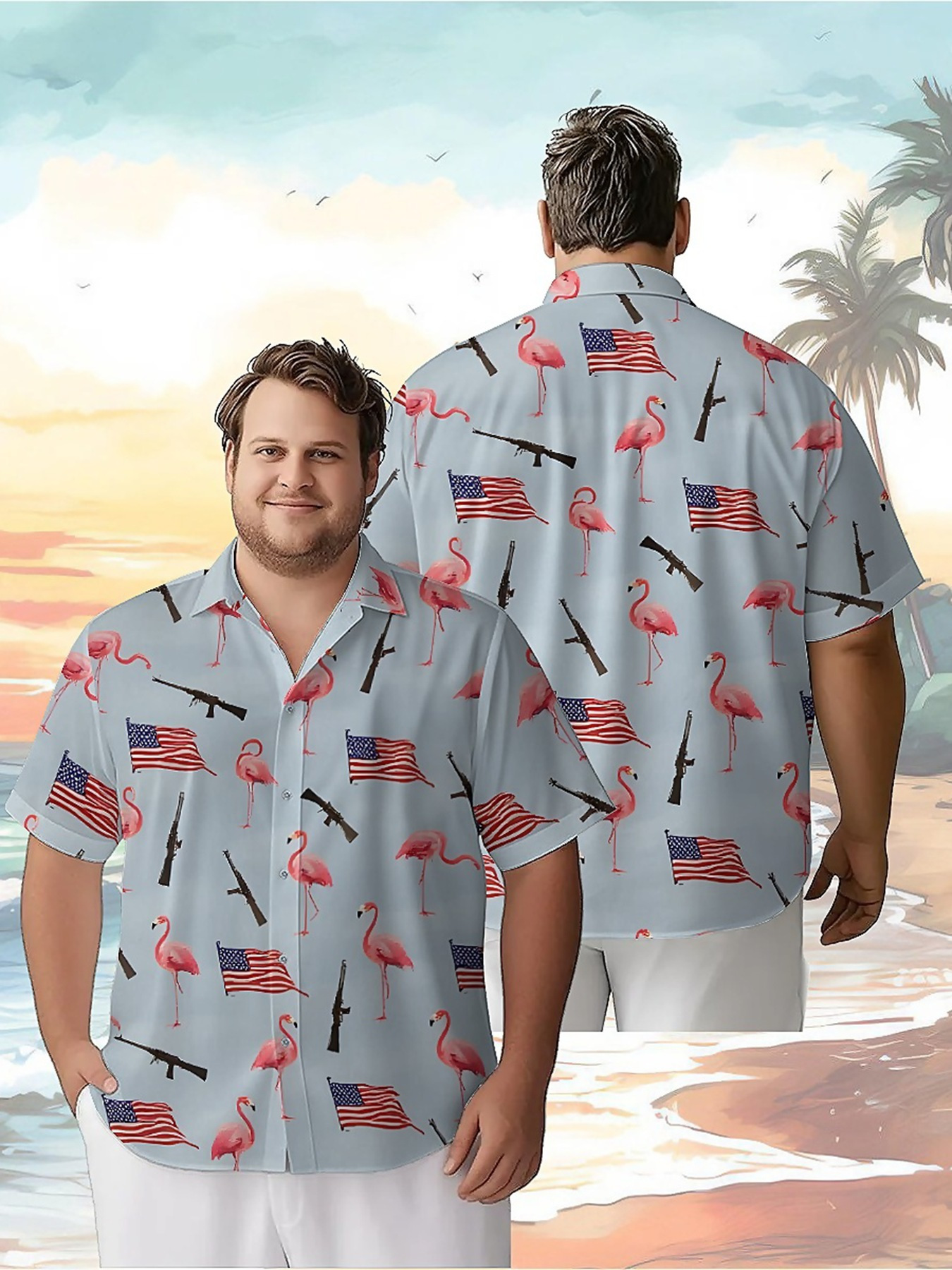 Beach Shirt Hawaiian - Men's Plus Size Hawaiian Shirts American