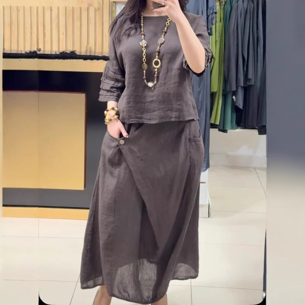 Summer Clothing Linen - Women's Cotton Linen Skirts Sets Casual