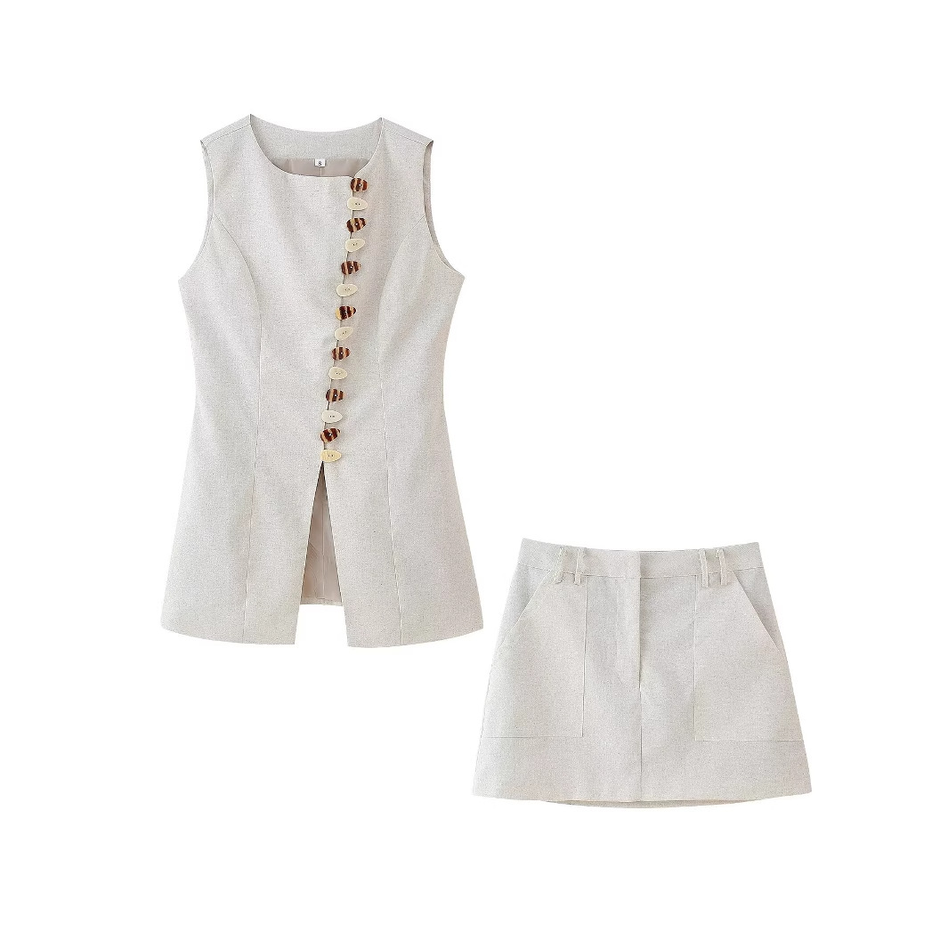 Cotton Linen Vest Mini Skirts  - Summer Clothing Linen recensione e prezzo
