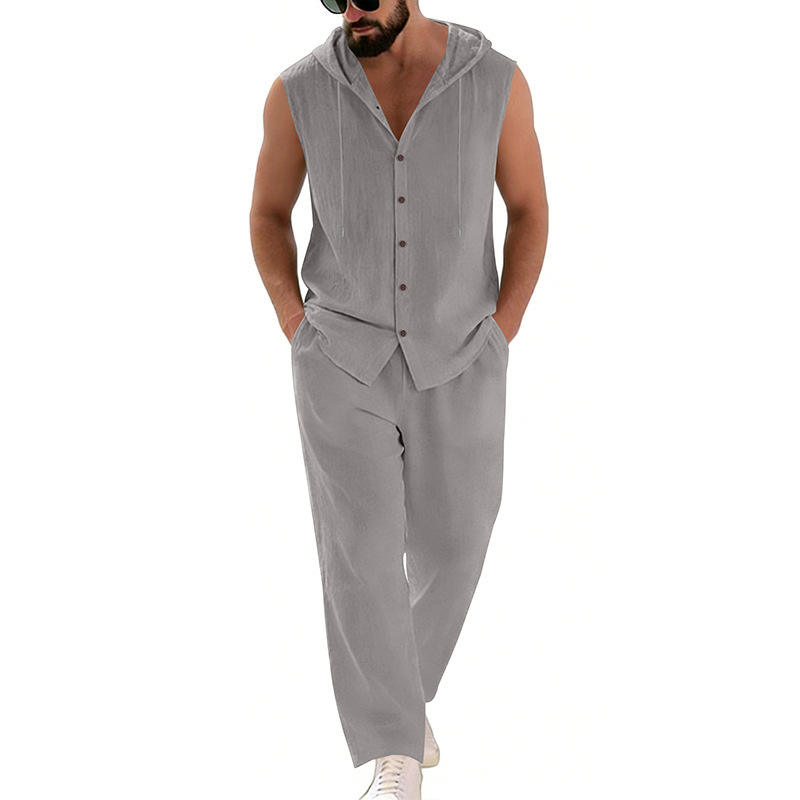 Men's Casual Linen Suit Hooded - Summer Clothing Us recensione e prezzo
