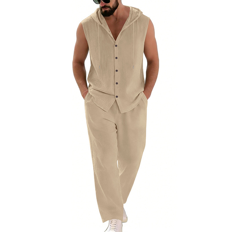 Men's Casual Linen Suit Hooded - Summer Clothing Us recensione e prezzo
