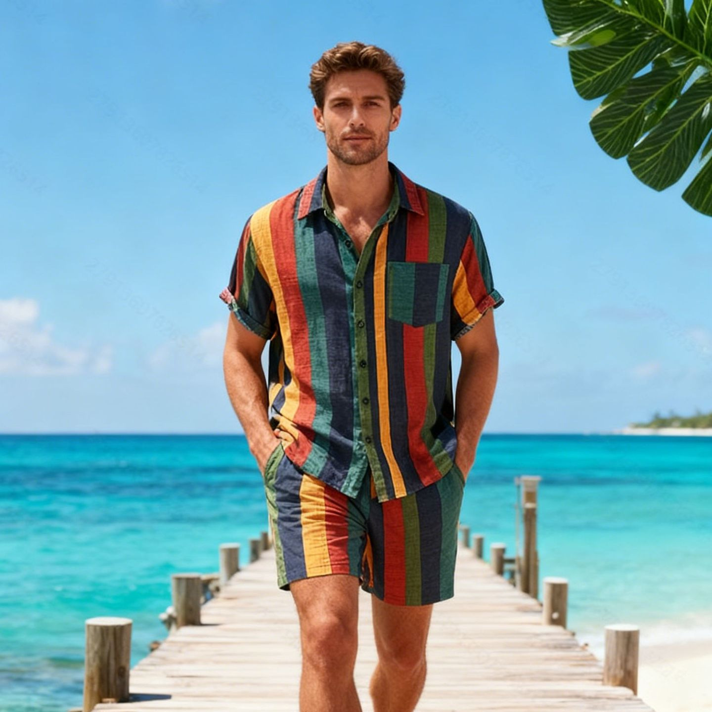 Summer Men's 2 Piece Set, Colo - Beach Shirt Hawaiian recensione e prezzo