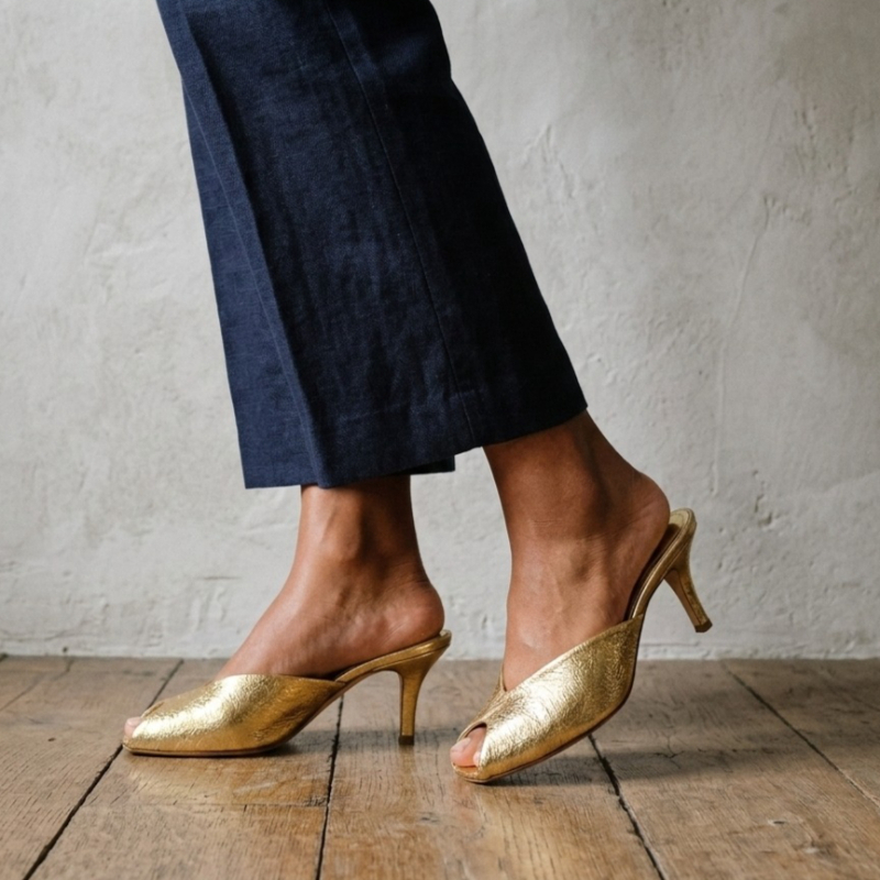 Shiny Gold Women Mules Shoes S - Summer Clothing Stores recensione e prezzo