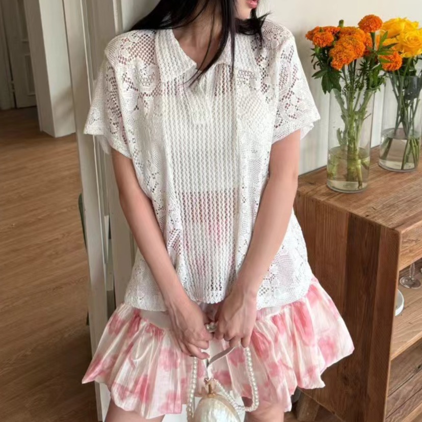 Retro  Collar Lace Shirt Women - Summer Clothing Online recensione e prezzo
