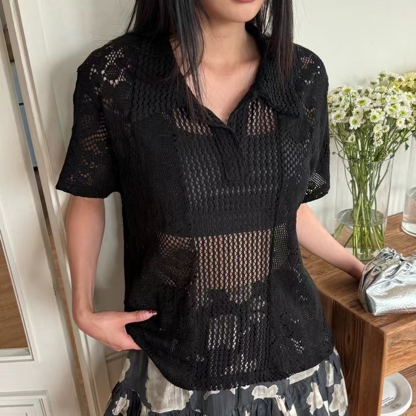 Retro  Collar Lace Shirt Women - Summer Clothing Online recensione e prezzo
