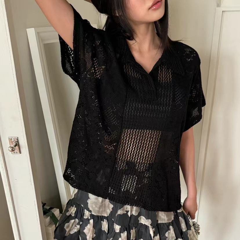 Retro  Collar Lace Shirt Women - Summer Clothing Online recensione e prezzo