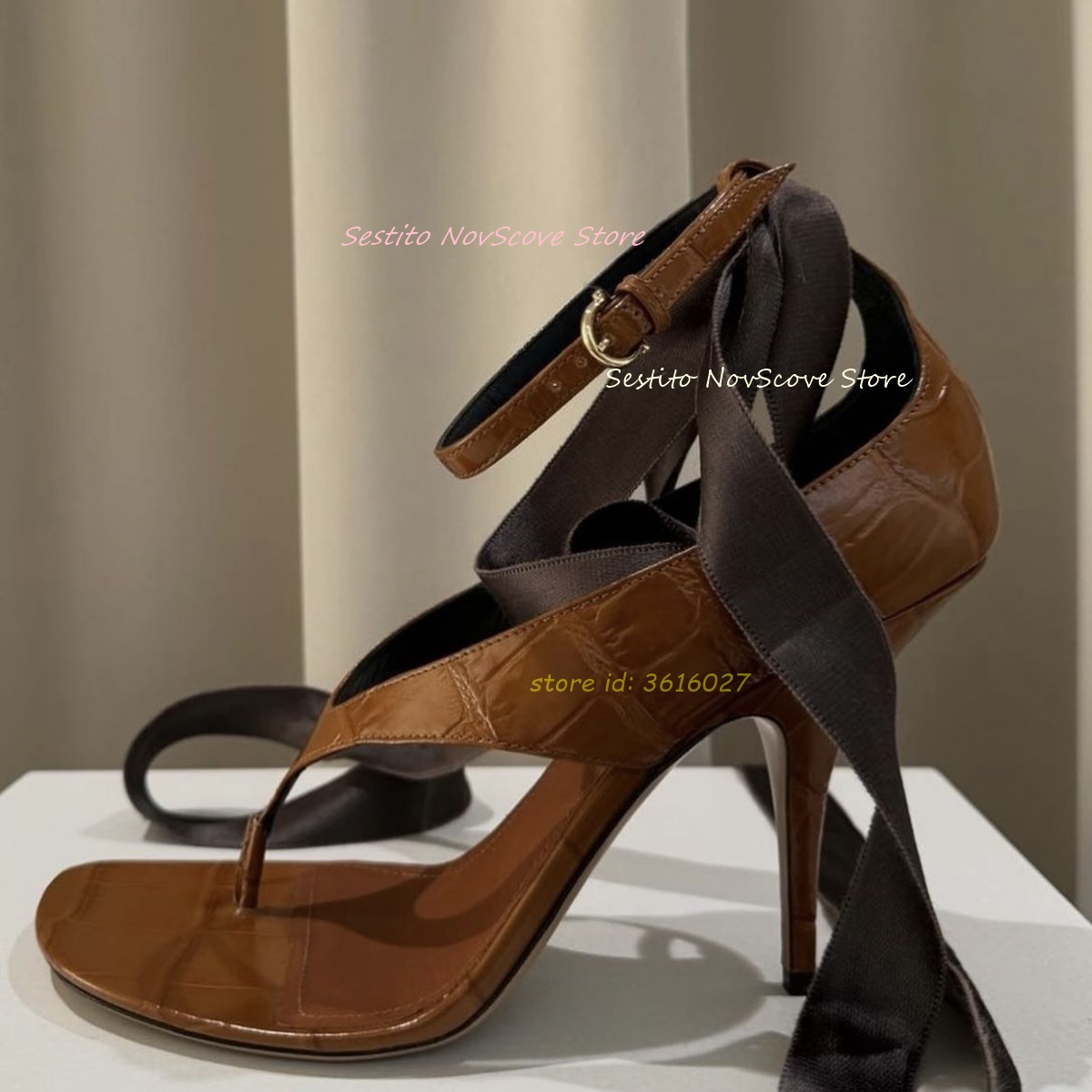 Brown Open Toe Lace Up Sandals - Summer Clothing Stores recensione e prezzo